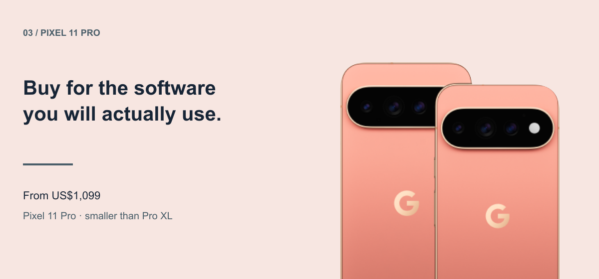 Google Pixel 11 Pro lineup, original Google product image