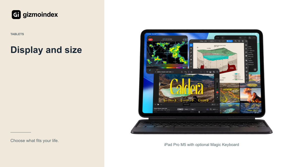 Display and size: iPad Pro M5 with optional Magic Keyboard