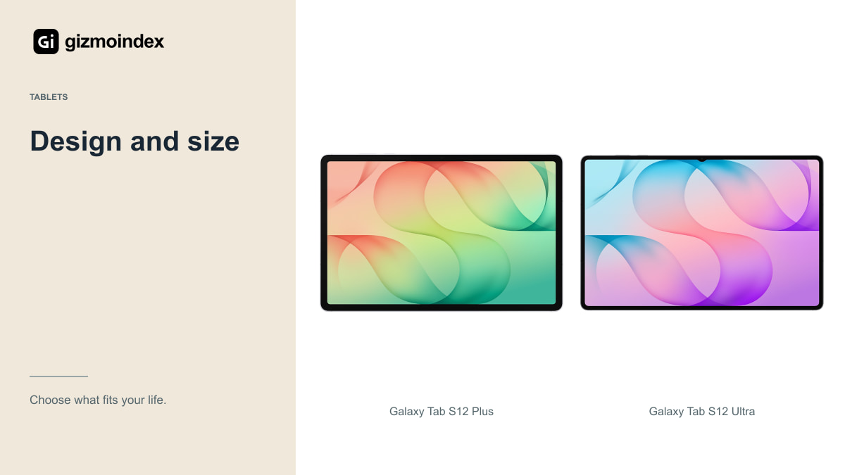 Design and size: Galaxy Tab S12 Plus and Galaxy Tab S12 Ultra