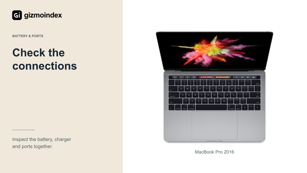 Check the connections: MacBook Pro 2016