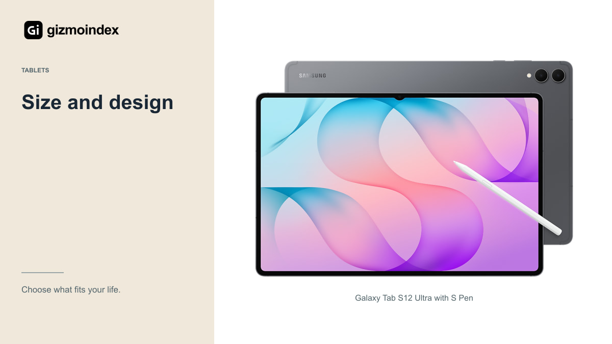 Size and design: Galaxy Tab S12 Ultra with S Pen