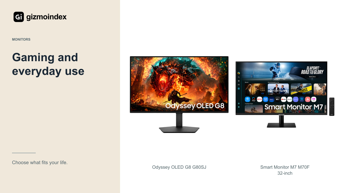 Gaming and everyday use: Odyssey OLED G8 G80SJ and Smart Monitor M7 M70F 32-inch