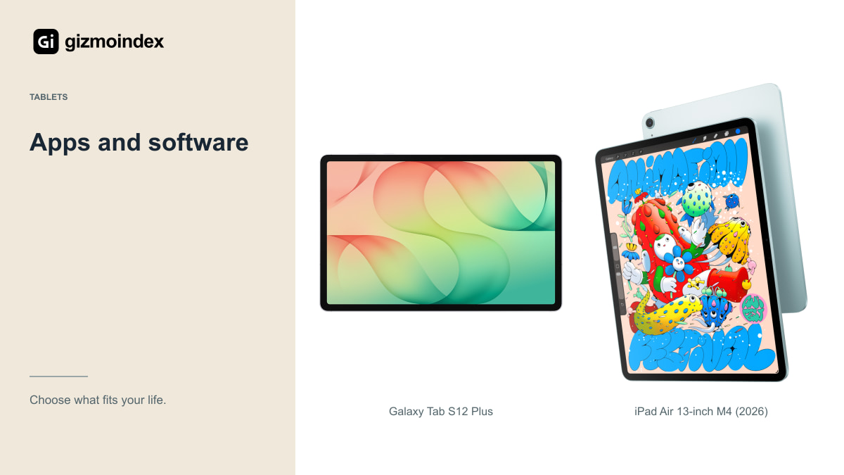 Apps and software: Galaxy Tab S12 Plus and iPad Air 13-inch M4 (2026)
