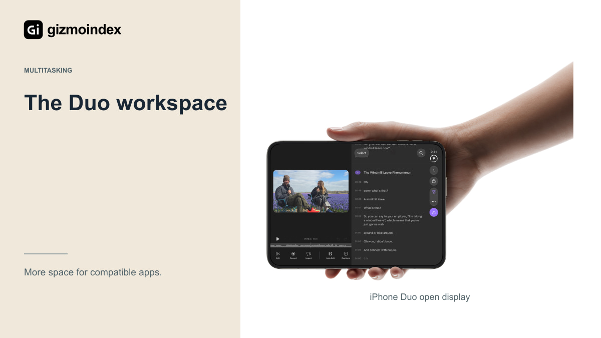 The Duo workspace: iPhone Duo open display