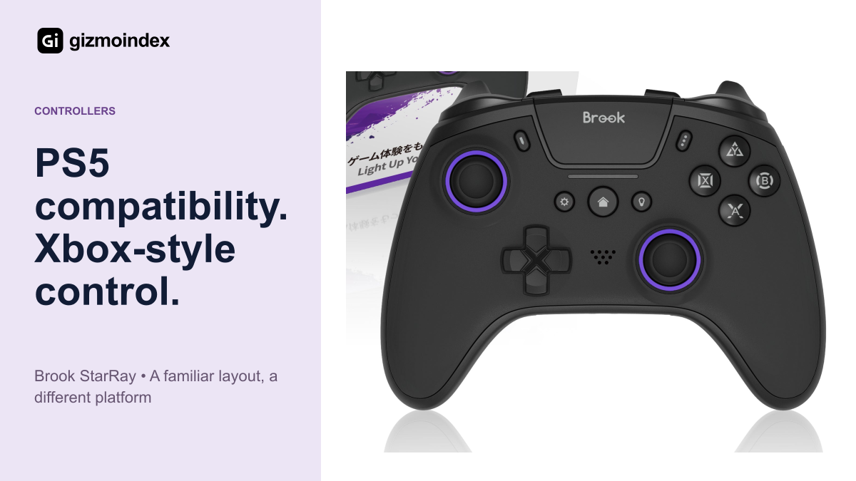 Brook StarRay brings Xbox-style stick placement to a PS5-compatible controller